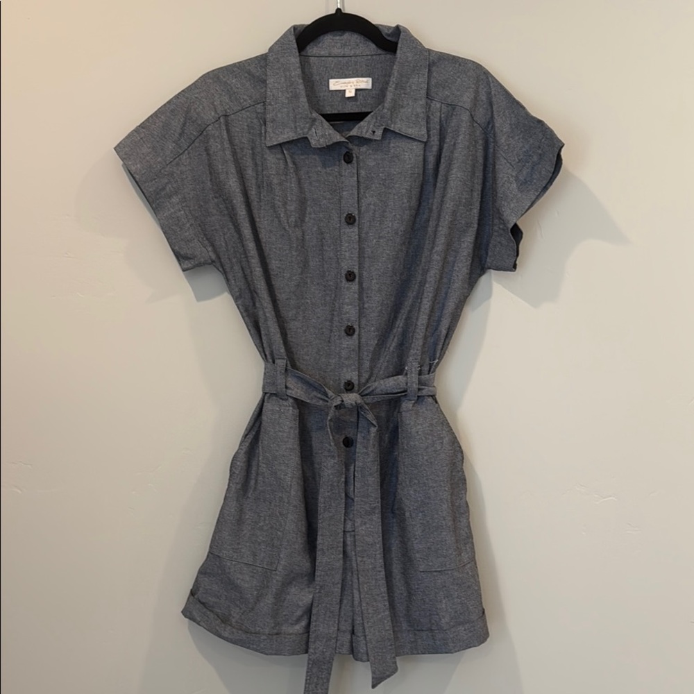 Everyday Ritual Denim/ Gray Button-Up Romper